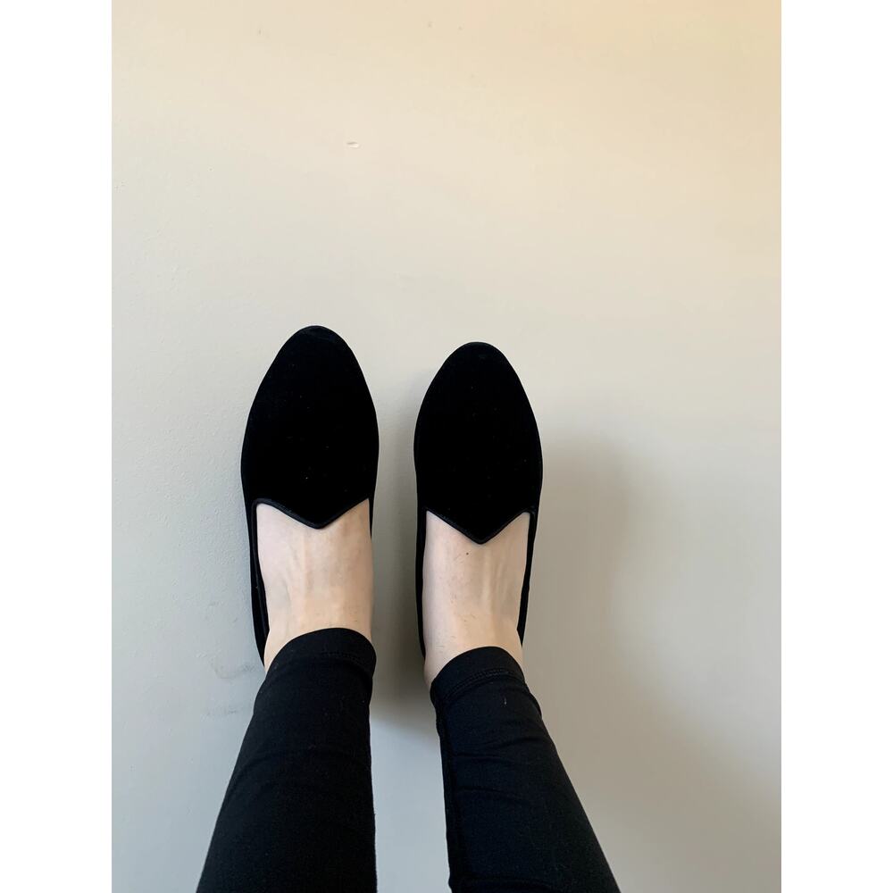 Birdies The Heron Black Velvet Loafers Size 8